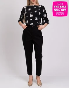RRP €325 DIANE VON FURSTENBERG Reggie Trousers US12 UK16 IT48 XXL Black Cropped - Picture 1 of 6