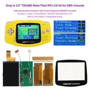 Drop In V5 Add Desaturation 3.0" 720x480 Retro Pixel IPS LCD Kit+Shell For GBA - Picture 1 of 61