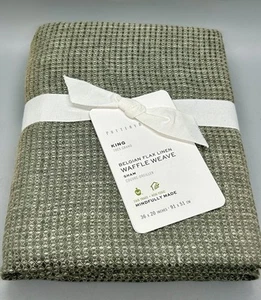 Pottery Barn Belgian Flax Linen Waffle Weave KING Sham Loden, NEW w/ Faded Spot - Picture 1 of 8