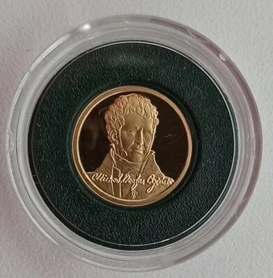 Moneda de oro Bielorrusia 10 rublos 2011 Michal Kleofas Ogiński prueba 1 gramo Foto 1 de 3