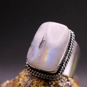 GOLDJUNGE69 GW MONDSTEIN STUMPFECK RING SILBER-RING (20,5) HANDMADE, UNIKAT - Bild 1 von 3