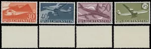 1960, LIECHTENSTEIN-AIR POST, AIRPLANES, COMPLETE SET OF 4, NH, SC. #C34-37 - Picture 1 of 1