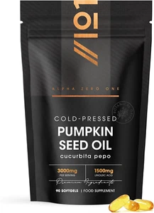 Pumpkin Seed Oil 3000mg, 50% Linoleic Acid, 90 Softgels, 100% Cold Pressed - Picture 1 of 6