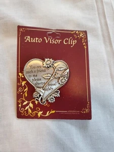 VTG Pewter Auto Visor Clip You Are Such A Good Friend Please Always Travel Safe - Picture 1 of 3