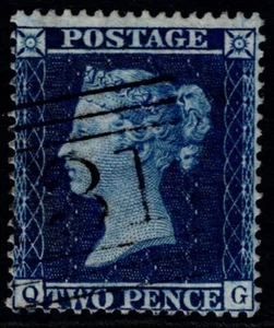 1857 2d Deep Blue SG 36a Pl 6 QG Light Edinburgh 131 Very Fine Used Cat. 325,00 £ - Bild 1 von 1