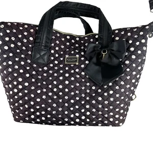 Betsey Johnson Polka Dot Black White New York Overnight Weekender Duffel Bag - Picture 1 of 18