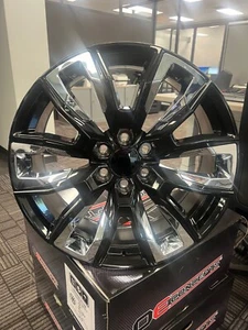 4 2023 OE Replica GMC Denali Wheels 22x9 Gloss Black OE 22" Sierra Chevy GMC - Picture 1 of 5