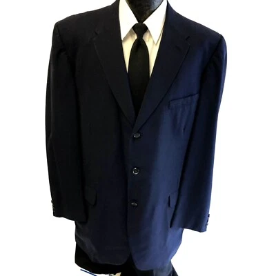 Vtg 60's BESPOKE 3 BTN Sport Coat Navy Blue Jacket ROCKABILLY Wool Blazer 44 L - Image 1 of 4