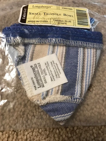 LONGABERGER Liner Small Triangle Bowl   Cabana Blue Stripe Cover