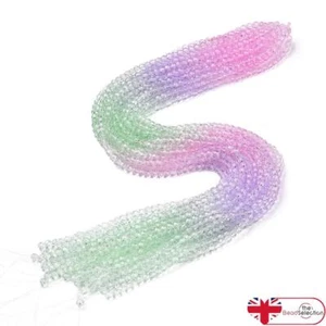 Faceted Glass Round Beads Multi Colour 1 Strand Crystal 4mm Pink Green 90+ RM7 - Picture 1 of 4