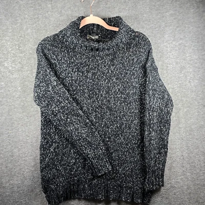 Suéter Eddie Bauer Mujer M Largo Cuello Alto Negro Blanco Gran Tamaño Peso Pesado Foto 1 de 4