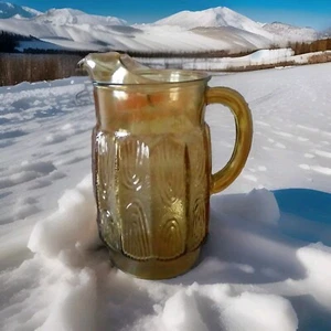 Jarra con huella digital Anchor Hocking vidrio ámbar vintage MCM MEDIADOS DE SIGLO 10"H - Imagen 1 de 6