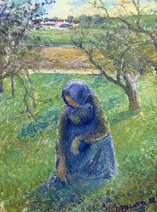 Camille Pissarro - Gathering Herbs (1882) Signed - 17" x 22" Fine Art Print - Picture 1 of 1