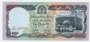 Afghanistan 5000 Afghanis SH 1372 1993 Pick 62 UNC Uncirculated Banknote - Picture 1 of 2