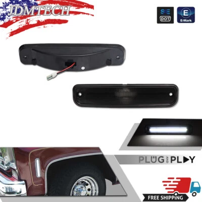 Luz marcadora frontal LED blanca completa de humo para 73-80 Chevrolet C10 C20 C30 GMC Foto 1 de 4