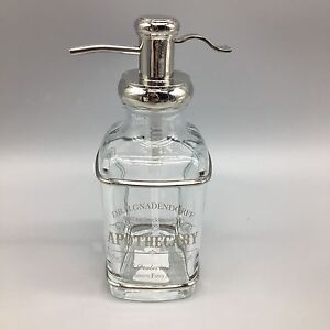 Bella Lux Dr Gnadendorff Liquid Soap Pump Dispenser Apothecary Glass Silver NEW