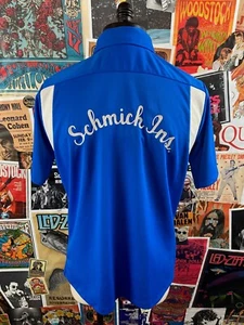 Vtg 70s Hilton Chainstitch Schmick Ins Team Bowling Polo Shirt Mens Large - Picture 1 of 9