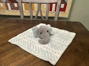 Small 12" Lila & Jack Elephant Security Blanket Baby Lovey Plush Blue Stripes - Afbeelding 1 van 3