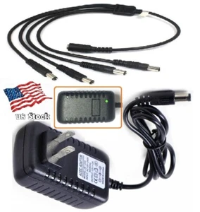 12V 2A 24W AC/DC Adapter Power Supply for Home Electronic with 1-to-4 Splitter - Picture 1 of 10