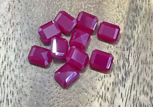 Top quality Emerald Cut Opaque Red Ruby Lab Created AAAA+ Loose Gemstone 1pcs - Picture 1 of 6
