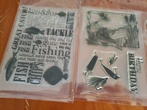 Clear Rubber Stamps Fishing Theme Mixed Lot Of 2 Packs