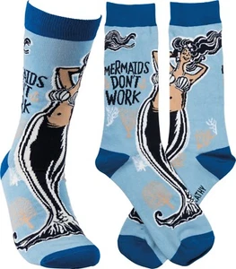 Mermaids Don't Work Primitives by Kathy Women Fun Novelty Socks ~1 Pair - Picture 1 of 1