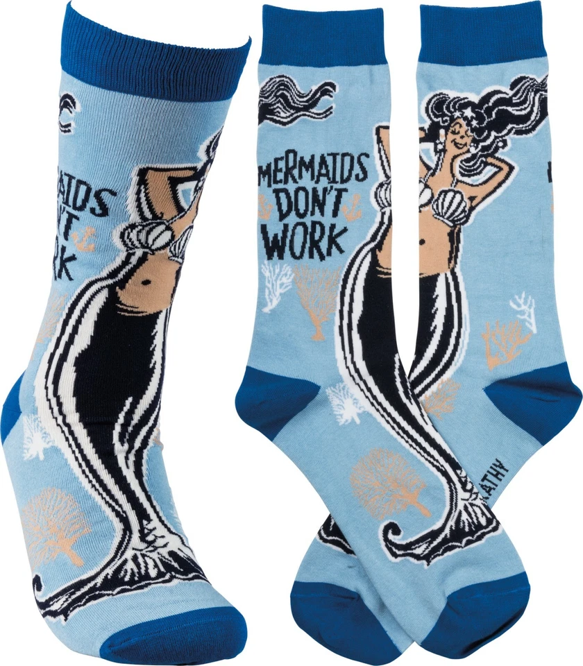Calcetines divertidos novedad Mermaids Don't Work Primitives de Kathy para mujer ~1 par Foto 1 de 1