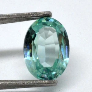 2 Ct 9x6.5 MM Oval Green Blue Sapphire Lab Created Corundum VDO SGB7826 - Picture 1 of 3