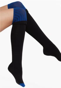DKNY Hosiery Colorblock Knit Over The Knee Socks (Black W/Rhapsody) 7595 - Picture 1 of 2