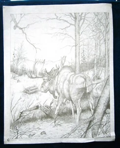 TRI CHEM / Artex Moose in the Wild to Paint 0493 Picture 16X20 Liquid Embroidery - Picture 1 of 4