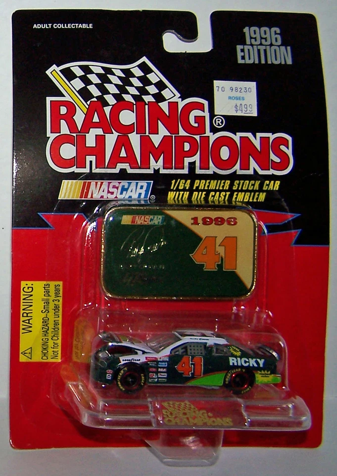 Racing Champions 1/64 Premier Stock Car With Die Cast Emblem Steve Grissom 1996 WCW 29