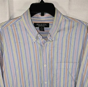 Brooks Brothers gestreiftes Hemd mit Knopfleiste Made in Italy Größe Large ägyptische Baumwolle - Bild 1 von 13