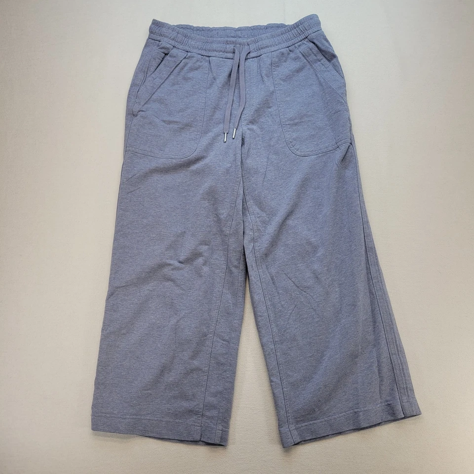 Pantalones Athleta Mujer 6 Azul Farallón Jaspeado Pierna Ancha Cortos Algodón Elástico Foto 1 de 4