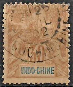 (21) INDO CHINA - 1892 30c NAVIGATION. SCOTT 15. USED - Bild 1 von 1