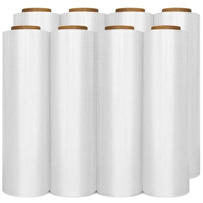 8 Rolls 18" x 1500' 80 Gauge Pallet Wrap Stretch Film Hand Shrink Wrap Clear NEW - Image 1 of 4
