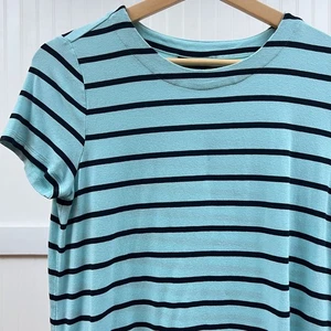 T-shirt girocollo a righe J.Jill blu chiaro maglione morbido casual XS Wearever - Foto 1 di 8