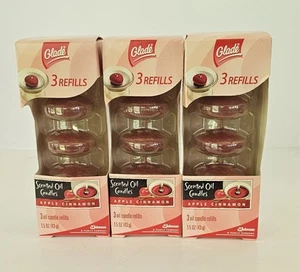 GLADE Scented Oil Candles 3 Pack With 3  Refills Apple Cinnamon Sealed  - Picture 1 of 5