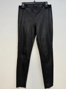 ALICE+OLIVIA Black Lamb Leather Ankle Legging Pants Size 10 - Picture 1 of 5