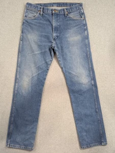Vintage Wrangler Jeans Herren Gr. 35x34 Blau Schnurrhaare Straight 100% Baumwolle 13MWZ - Bild 1 von 12