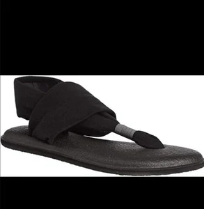 Sandalias sanuk para mujer yoga con tiras negras sin cordones FB1119L talla 9 cómodas - Imagen 1 de 8