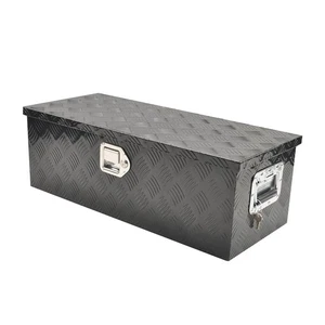 30"x13"x10" Aluminum Trailer Tool Box Truck Bed Storage Toolbox+Lock+Key Black - Picture 1 of 12