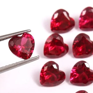Natural Certified 100 Ct Burmese Red Ruby 8-10 Pcs Loose Heart Cut Gemstone Lot - Picture 1 of 6