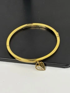 Michael Kors Heart Charm Gold Hinged Bracelet - Picture 1 of 7