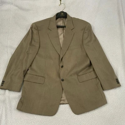 Stafford 2 Button Blazer Coat 44R Tan Houndstooth Silk Wool Blend Vented New - Image 1 of 4