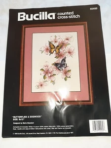 Bucilla Counted Cross Stitch 40430 Butterflies & Dogwood 9X12" Verified Complete - Picture 1 of 5
