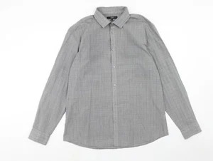 George Mens Grey Polka Dot Polyester blend Size 16.5 Collared - Picture 1 of 10