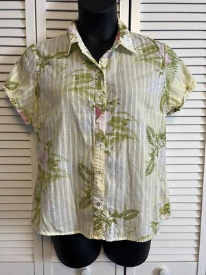 Women's ~Jamaica Bay~ Hawaiian Floral Print Button Up Shirt Sz Large - Image 1 of 4