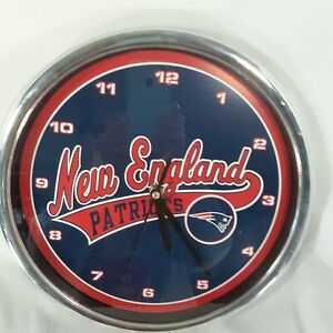 New England Patriots Round Wall Clock Blue Red Bill Belichick HQ3268 With Stand