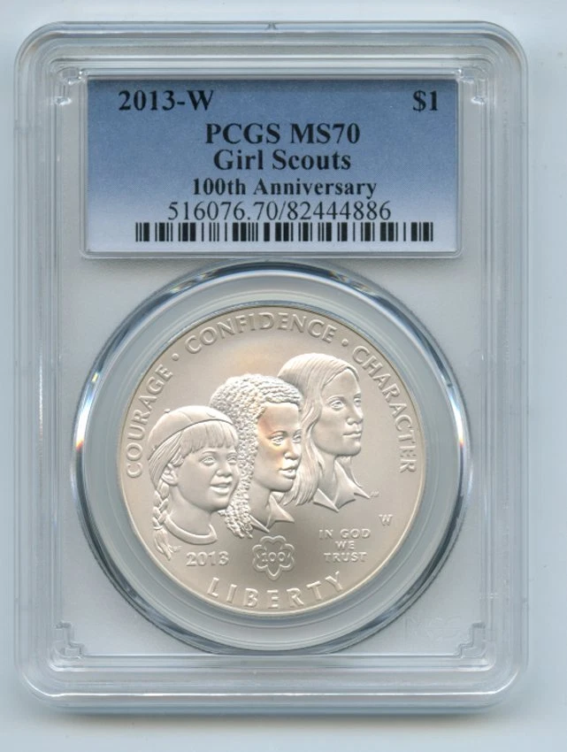 2013 W $1 Girl Scouts Silver Commemorative Dollar PCGS MS70 - Image 1 of 1