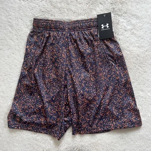 NWT Under Armour UA Youth Boys M Loose Fit Shorts Athletic Running  Blue Orange - Picture 1 of 9